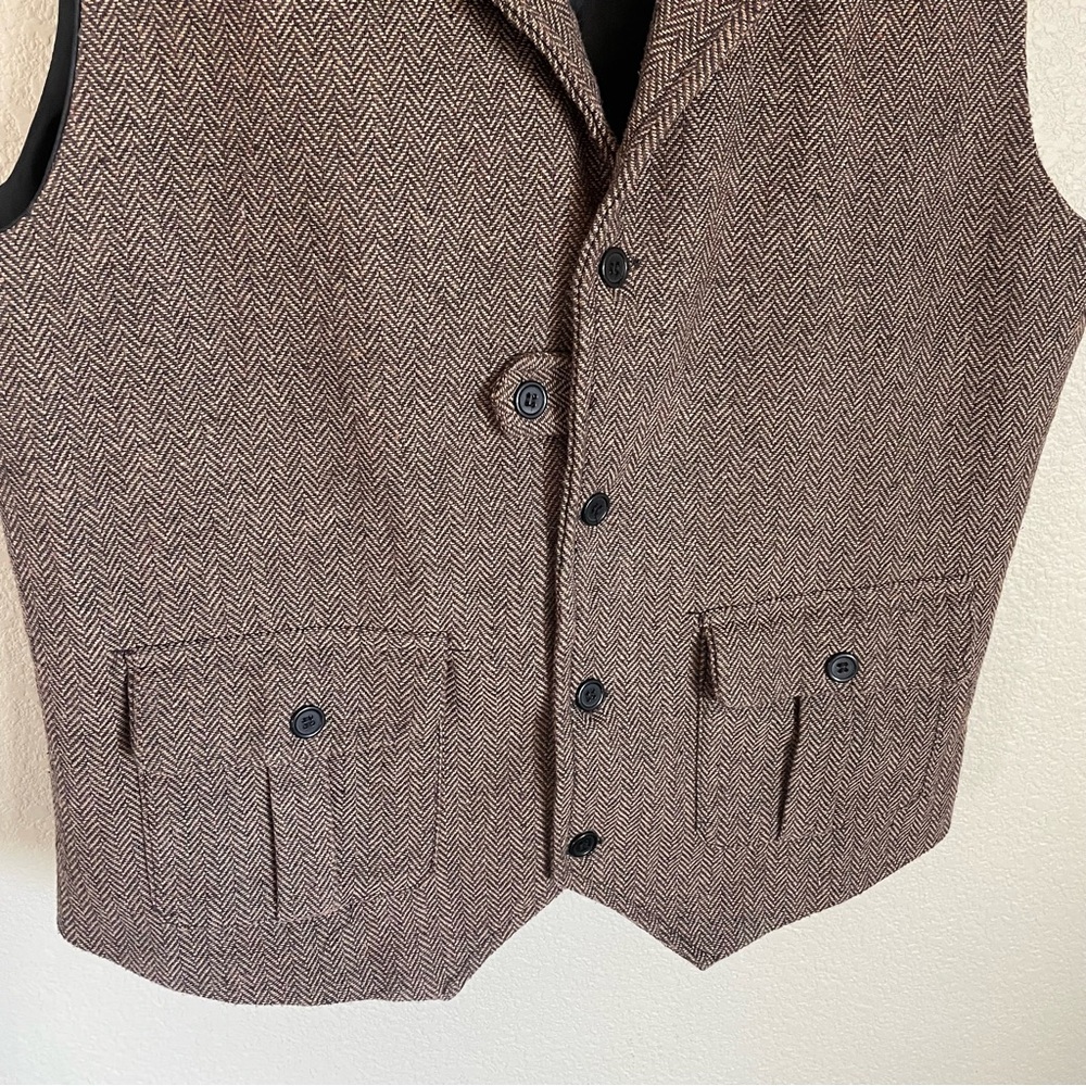 Brown Herringbone Women’s Vest S - Classic Tailored Style Academia Menswear - Picture 4 of 8